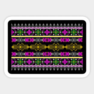Beautiful pink flower pattern stands out on a black background. Sticker